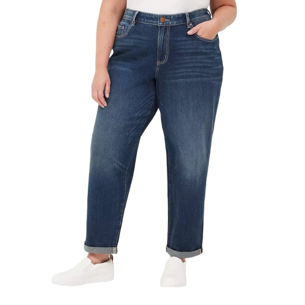 NWT Lane Bryant Boyfriend stretch Jean 5 pocket 14 relaxed fit wide leg  096